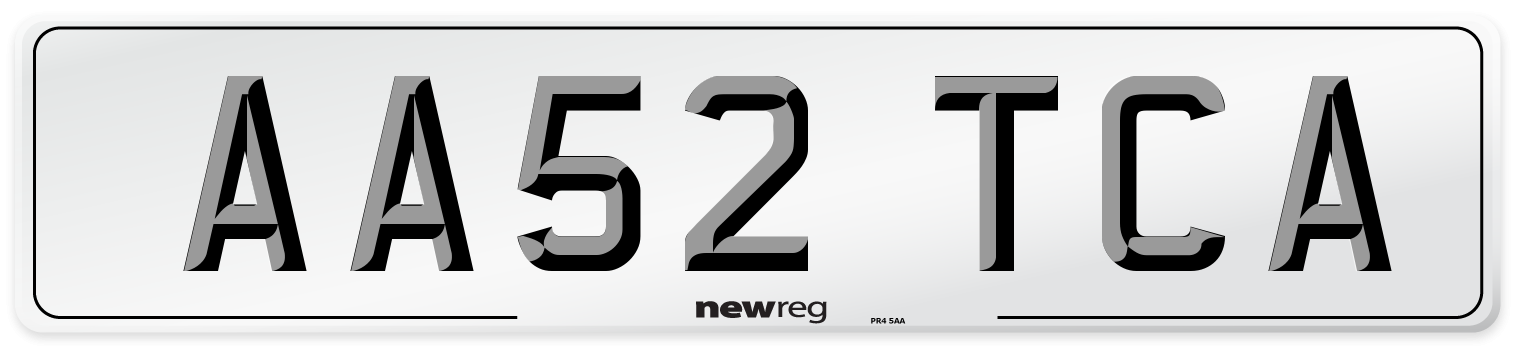 AA52 TCA Number Plate from New Reg